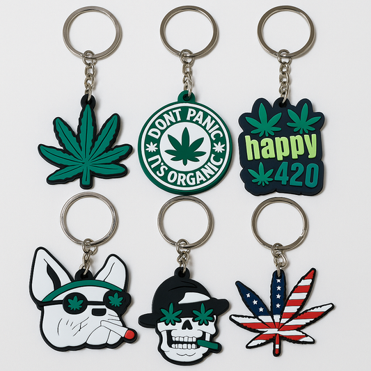 🔥 Stoner Keychain Set – 6 Funny Cannabis Leaf Designs | 420 Gift, Weed Lover Accessories